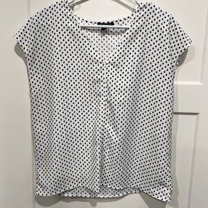 Hilary Radley Black and White Polka Dot Blouse